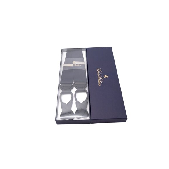 NIP Brooks Brothers Suspenders Sz XL Black Leather Tab Comfort Fit Stretch